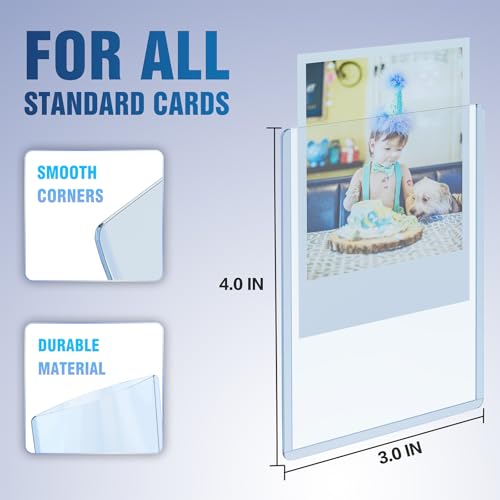 Card Sleeves - 3" x 4" Hard Plastic Protectors for 48 Cards