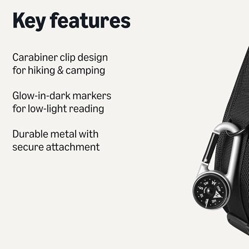 2-in-1 Keychain Compass with Carabiner Clip for Hiking & Camping