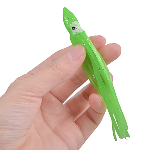 2.75-Inch Squid Skirts Fishing Lures - 25-Pack Green Octopus Trolling Bait
