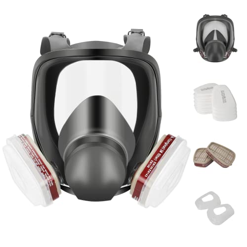 Full Face Respirator Mask Reusable, 19 IN 1 Gas Mask with Filters, for Paint, Against Dust, Decoration, Car Spraying, Sanding, Cutting and Other Work Protection