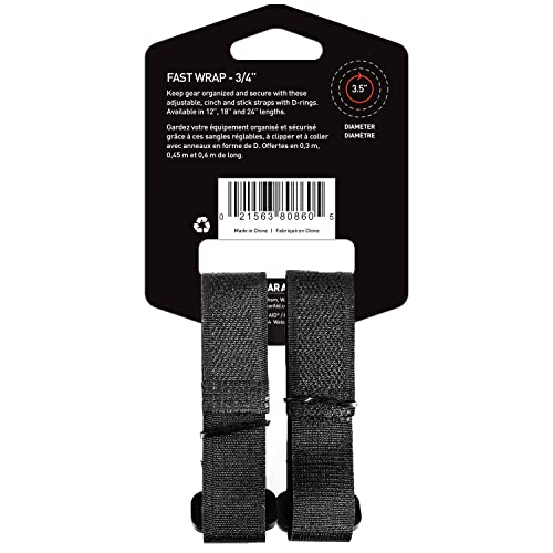 Fast Wrap Cinch-and-Stick Straps with D-Ring - 3/4” x 12” - 2 Pack