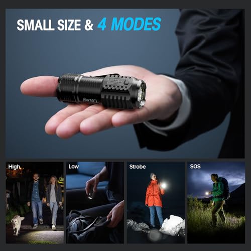 LETMY Rechargeable Mini Flashlights with Magnetic Base, 2 Pack Bright