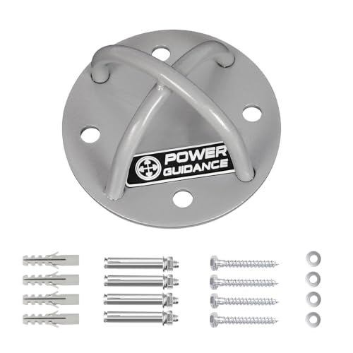 POWER GUIDANCE Silver Wall & Ceiling Mount Bracket for Suspension Straps & Gym Equipment - Set of 1
