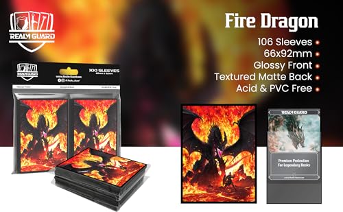 Fire Dragon 100ct Hand-Drawn Textured Matte TCG Card Sleeves - Regular