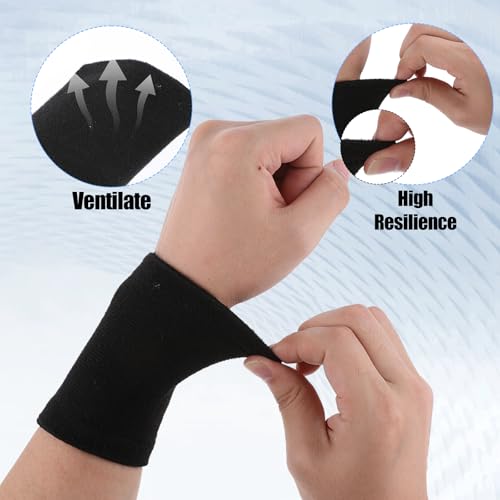 Wrist Compression Sleeves - 2 Pairs Black Nylon Support Wraps