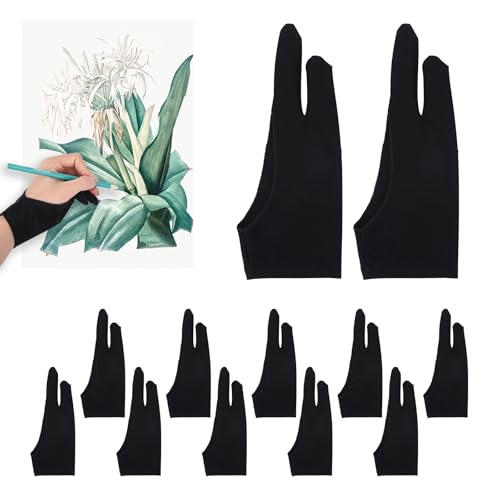 Artist Drawing Gloves for Right and Left Hand,Palm Rejection Digital Writing Gloves,Artist Glove With Two Finger