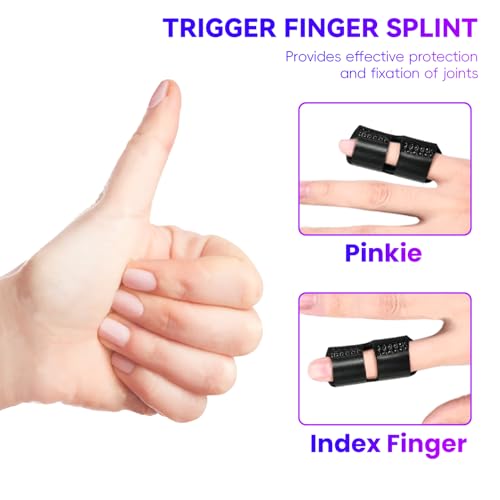 Adjustable Finger Splint for Trigger Finger & Arthritis Pain - 2 Pack Black