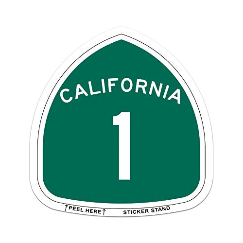 California Route Highway 1 Car Bumper Sticker - 4x4 Inch Decal