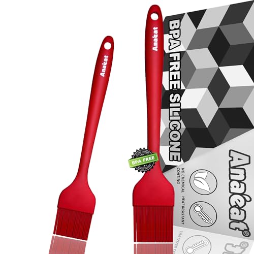 High Heat Resistant Silicone Basting Brush Set - Red 2 Pcs (10"+8.2")