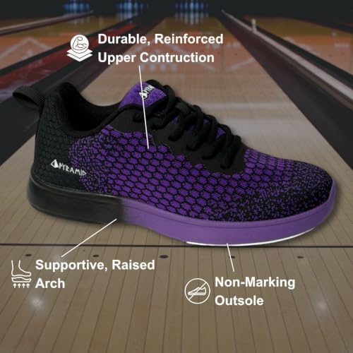 Lightweight Women's Seamless Mesh Bowling Shoes - Black/Purple