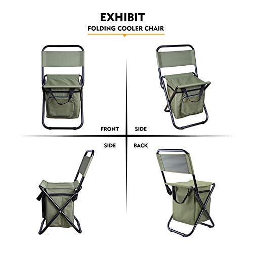 LEADALLWAY Green Fishing Chair with Cooler Bag, Foldable 12.6" Seat, 12.2" Depth