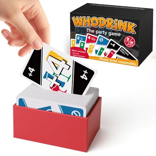 WHODRINK Card Game for Adults - Party & Drinking Games for Groups, Bachelorette & Date Night, 136 Cards