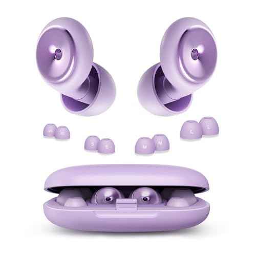 Ear Plugs for Sleeping Noise Cancelling Earbuds:45db Loop Earplugs for Concerts/Shooting/Travel/Snoring Silicone Hearing Protection Sleep Ear Plugs with Reusable 8 Ear Tips (Light Purple)