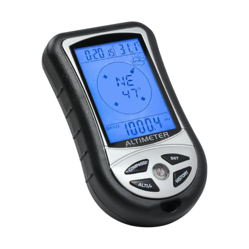 8-in-1 Altimeter, Compass & Barometer with Backlight for Hiking