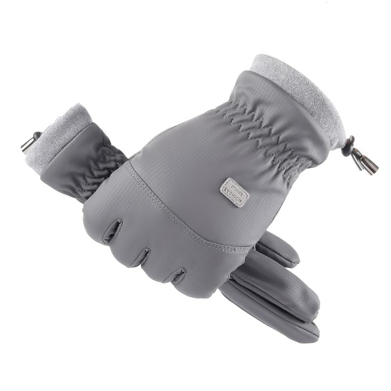 Water-Repellent Winter Ski Gloves with Touchscreen - Grey