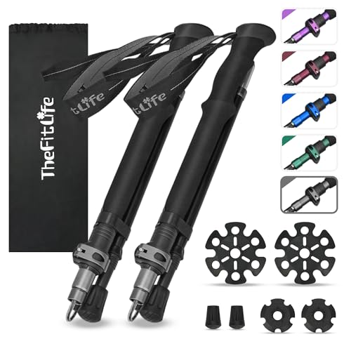 TheFitLife Grey Folding Trekking Poles 100-120cm for Hikers under 5'7"