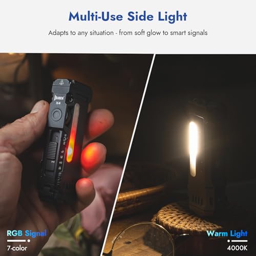 WUBEN X4 EDC Compact Flashlight with RGB Light — White Edition, 1500 Lumens
