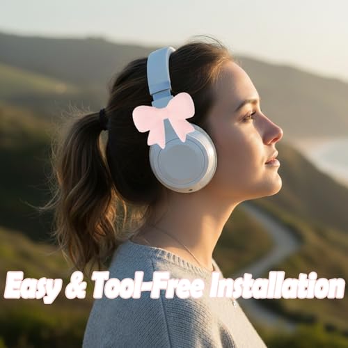 Silicone Bow Headphone Accessories - 3D Pink Bows for Headphones