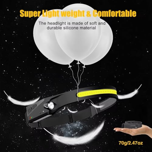 Rechargeable Headlamp 2 Pack with Motion Sensor - 230° Wide Beam LED