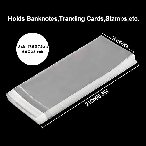 100 Pockets Money Sleeves for Collectibles - 6.9x2.9 Inch