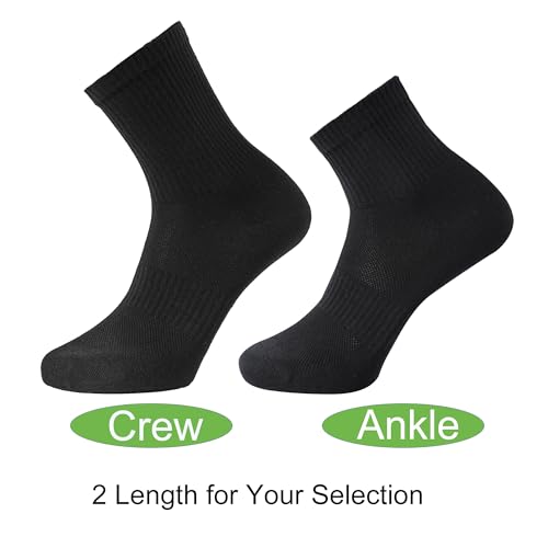 WindCrosser Men's Large Black Ankle Socks 6 Pairs Anti-Odor Seamless Cotton