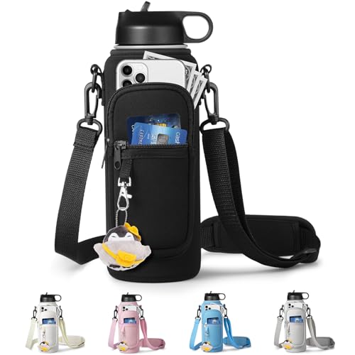 Water Bottle Holder with Strap and Phone Pocket for 32oz 40oz Bottles