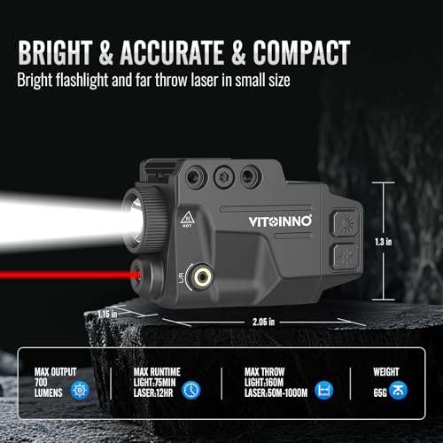 700 Lumens Red Laser Light Combo, Slidable Tactical Flashlight Compatible with Picatinny Rail,Magnetic Rechargeable (Red)