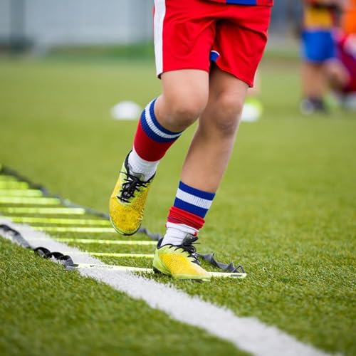 12-Rung Agility Ladder Set with Training Cones - Bright Yellow