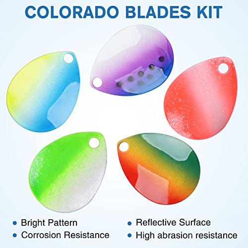 SILANON 35pcs Colorful Green & White Spinner Blades Kit for DIY Fishing Lures