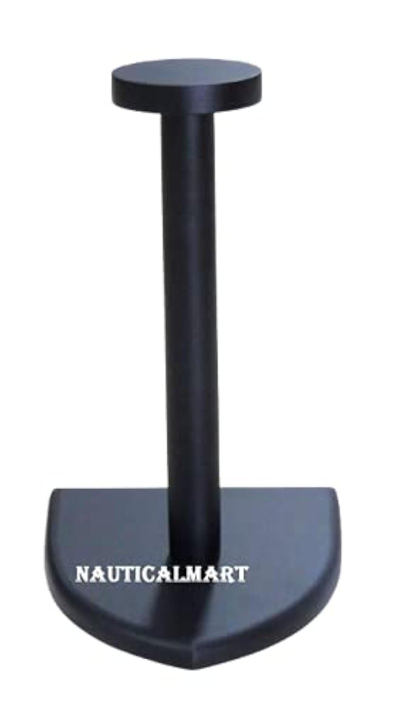 NauticalMart Helmet Stand Wooden Black Display Stand - Medieval Armor Helmet