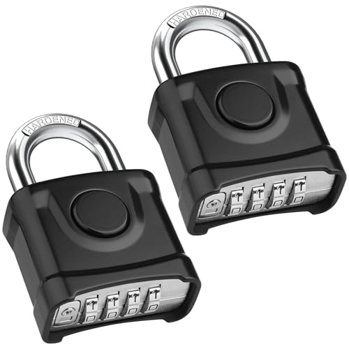 2 Pack Large Black Combination Padlock [One-Key Unlocking], Diyife Heavy Duty Outdoor Weatherproof Padlock Design of Hidden Password and Anti-Error, Suitable for Garden, Fences, Garage, Gate