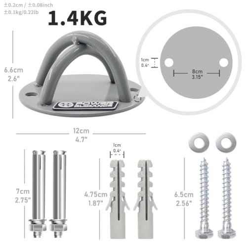POWER GUIDANCE Silver Wall & Ceiling Mount Bracket for Suspension Straps & Gym Equipment - Set of 1