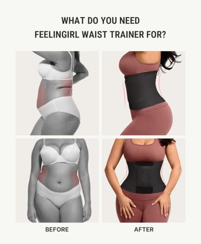 Waist Trimmer Belt - Medium Black, Breathable Compression Body Shaper