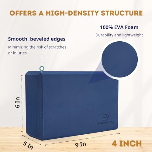 Premium Foam Yoga Block - 4 Inch Thick, Non-Slip Black