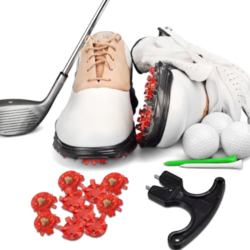 Cozypower Red Golf Spikes Cleats Set with Tool - 31 Pcs Durable Metal Screw Replacement