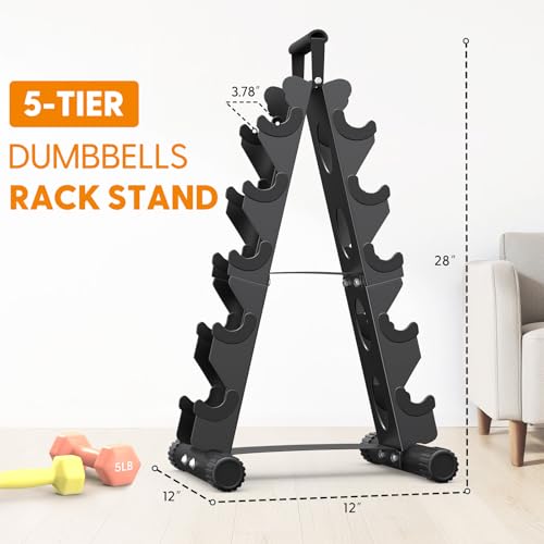 5-Tier Dumbbell Rack Stand - A-Frame Design, Black