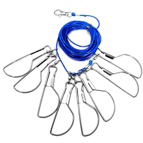 16 ft Fishing Stringer Holder with Stainless Steel Swivels & Heavy-Duty Ground Spike