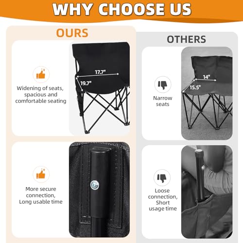 Portable Soccer Bench - 8 Seats with Backrest & Storage - Black