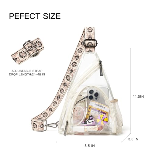Clear Crossbody Bag for Stadium Events - Beige 12x12x6