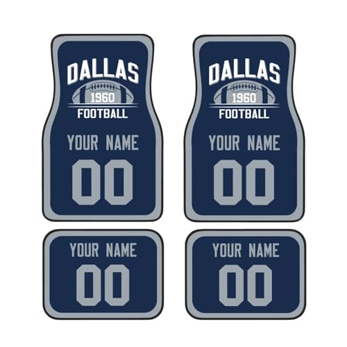 Dallas Personalized Car Foot Mat Set - 4-Piece Non-Slip Mats