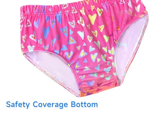 Girls Tankini Swimsuit 2 Piece Bathing Suit UPF50+ Ruffle Full Coverage Pink Yellow 10-12 Years Nokecina