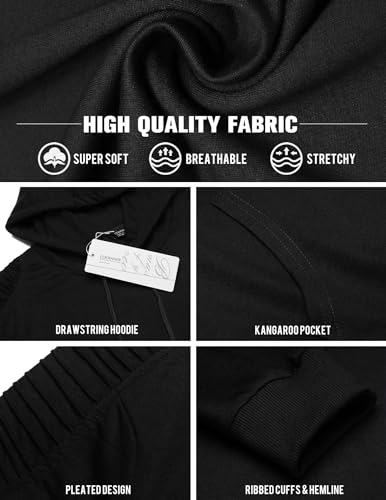 COOFANDY Men's Black X-Large Hoodie Casual Drawstring Sweatshirt