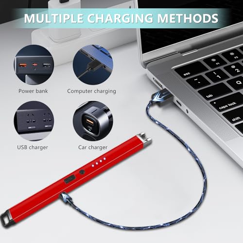 Rechargeable Electric Candle Lighter - Windproof, Red