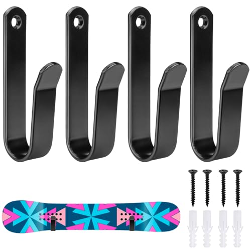 Horizontal Snowboard Wall Mount Hanger - 4 Pack Display Rack