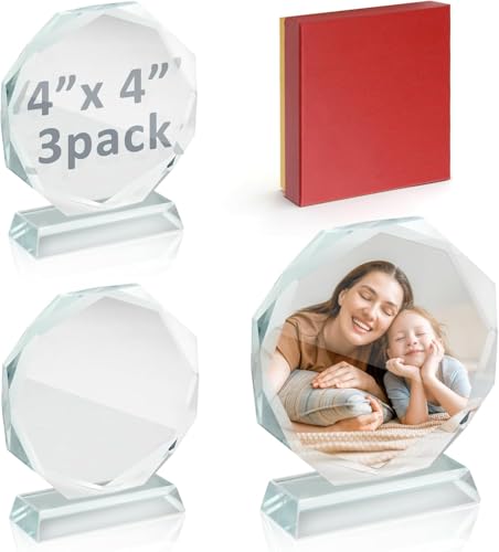 Octagonal Acrylic Award Frames - 3 Pack, 4x4 Inch DIY Trophies
