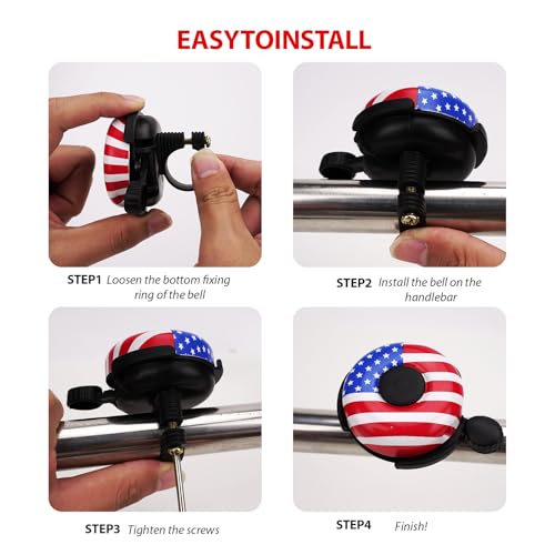 Kids Strawberry Bicycle Bell with American Flag Design