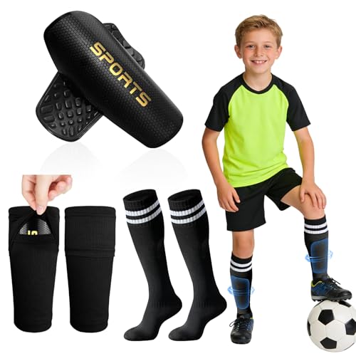 Soccer Shin Guards for Kids, Youth and Adults, Includes Optimized