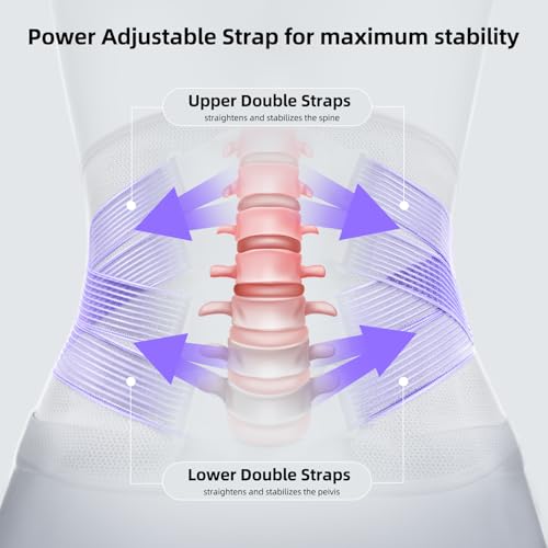 FREETOO Lumbar Back Support Brace for Women, Grey-Violet Medium - 3D Knit, Removable Pad