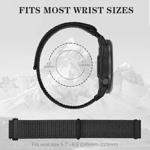 20mm Nylon Hook and Loop Band - Black Sport Strap for Garmin