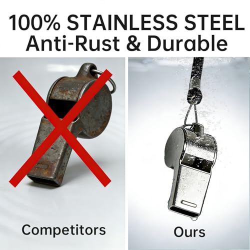 Stainless Steel Sports Whistle 2-Pack with Lanyards for Coaches & Referees
